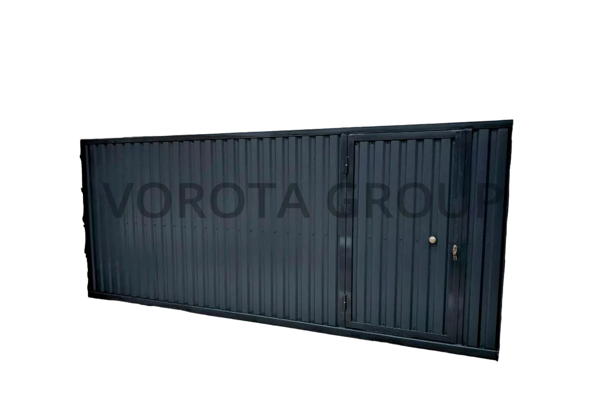 Откатные ворота из профнастила Alutech черного цвета 2900x1900