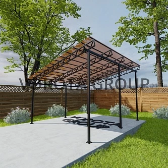 Односкатный навес янтарного цвета, монолитный поликарбонат 5500*8000